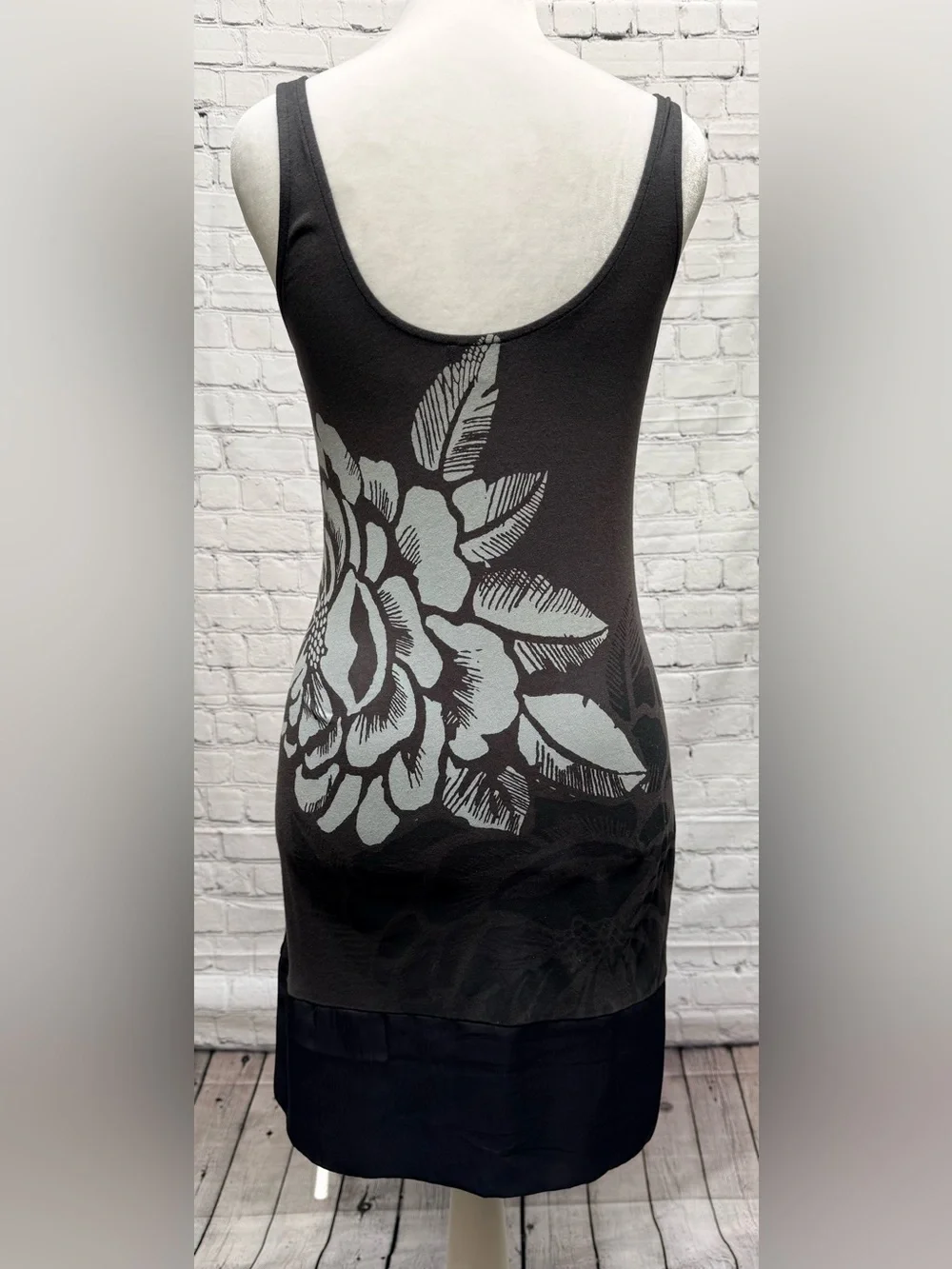 Express Black Tank Dress with Silver Floral Print - Picture 3 of 5